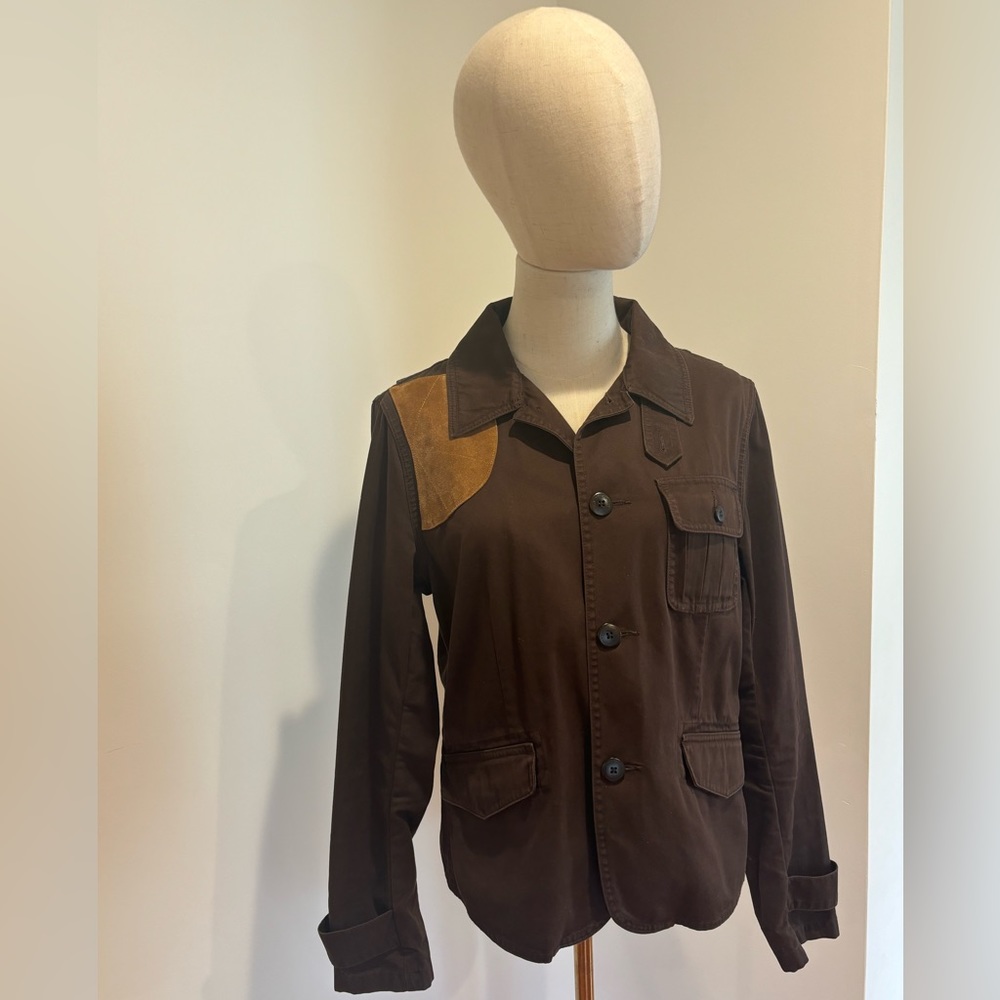Brown Ralph Lauren Women’s Hunting Jacket Leather Trim - Size 10